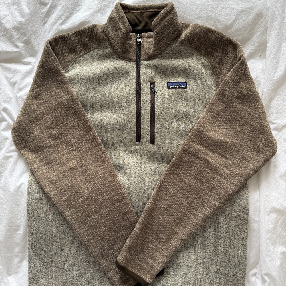 Patagonia Brown and Gray Zip Up Sweater with Fleece Interior - Picture 1 of 3